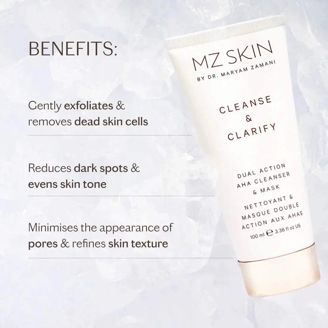 MZ SKIN Cleanse & Clarify Dual Action AHA Cleanser & Mask 100ml MZ SKIN