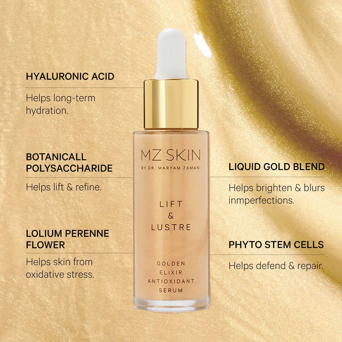 MZ SKIN Lift & Lustre Antioxidant Glow Serum 30ml MZ SKIN